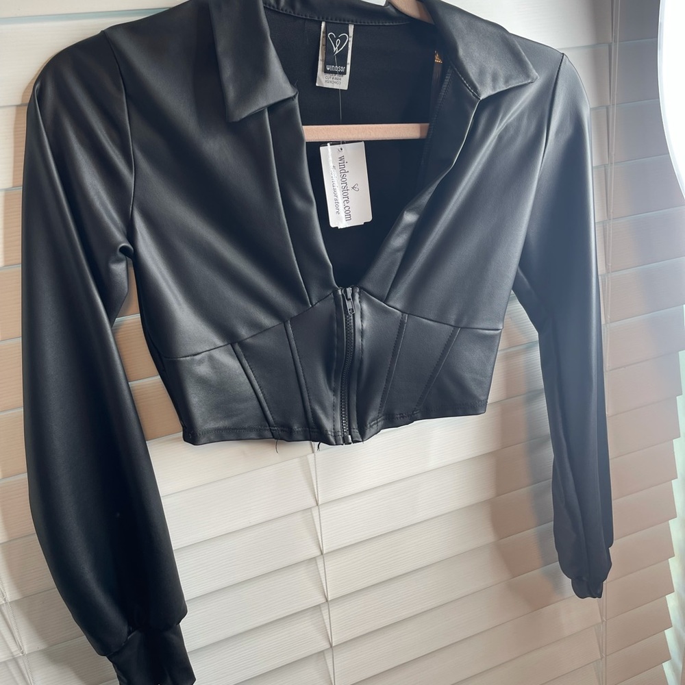 Black leather top